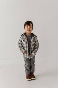 Babysprouts | Kid's Hooded Shacket - Granite Plaid