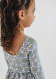 Good Apples Kids - 3/4 Sleeve Twirl Dress in Periwinkle Meadow
