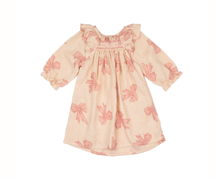 Wild Wawa - Noelle Dress in Vintage Bows Dusty Pink