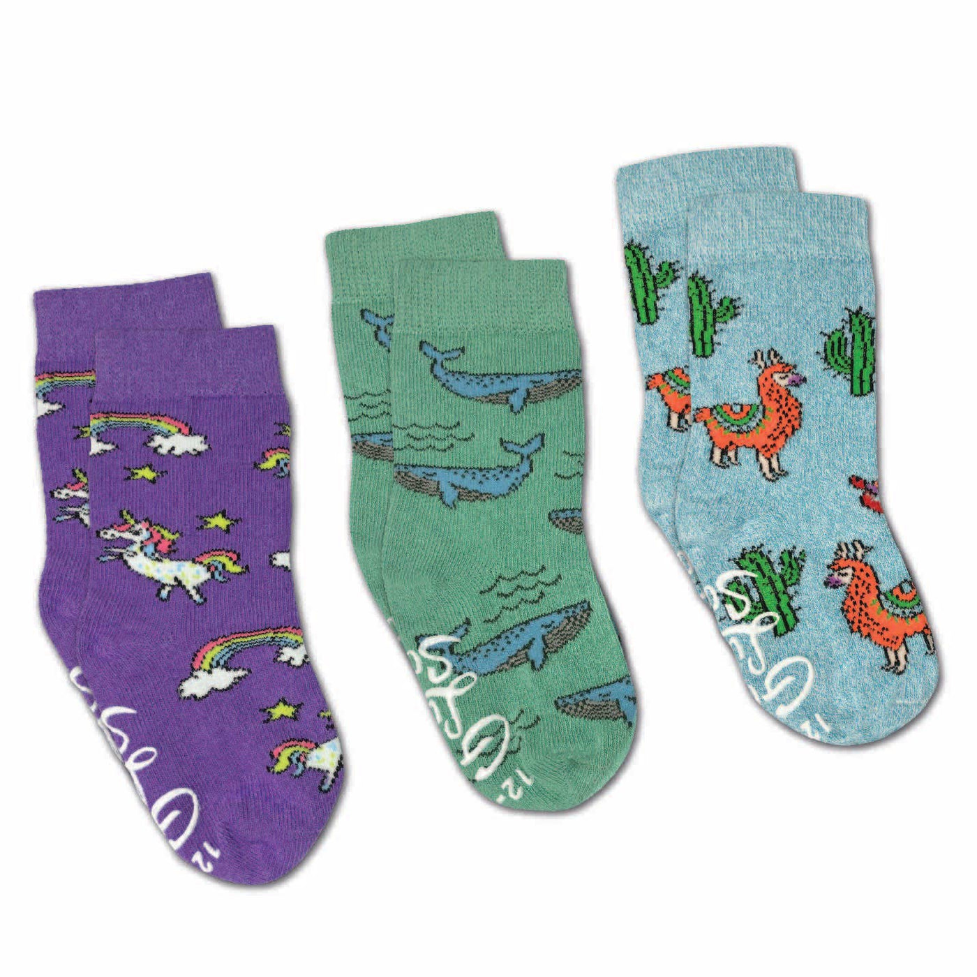 Good Luck Sock - Llamas, Unicorns And Whales Kids Socks / 3-Pack