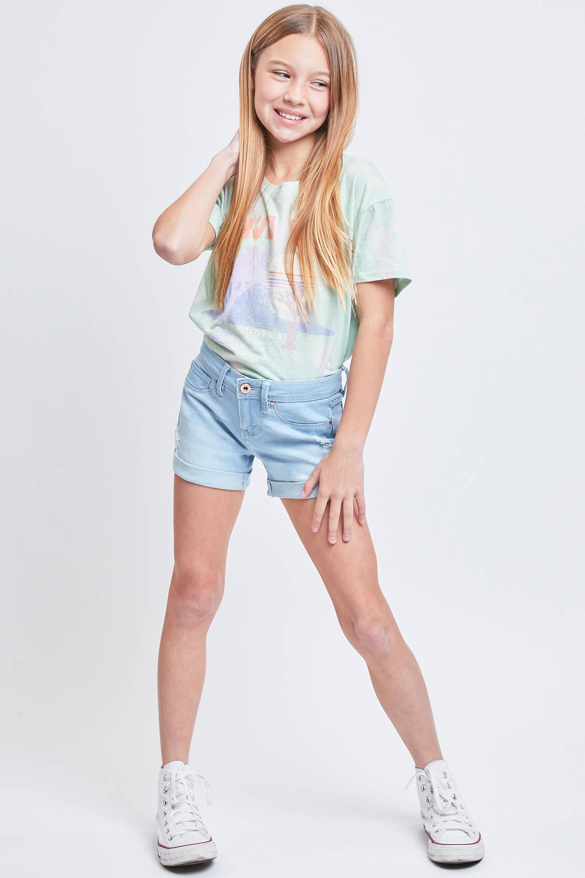YMI - Girls Basic 1-Button Cuffed Shorts