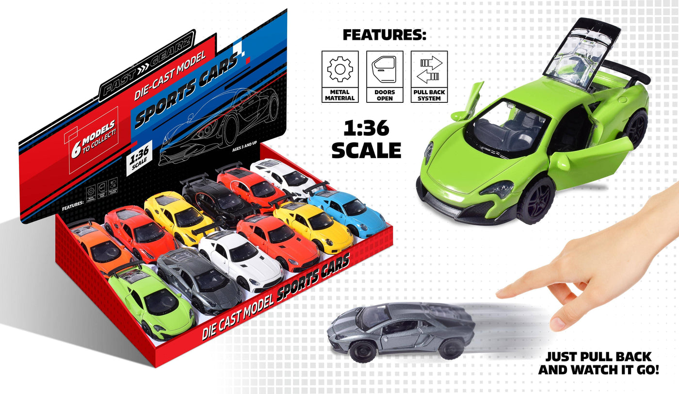 Anker Play Products - Die-Cast Pullback Sports Cars - Assorted