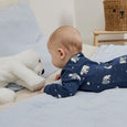 Petit Lem - Winter Polar Bear Print on Navy Sleeper