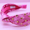 Frog Sac - Kids Knot Headband - Gold Heart Stud Velvet Hair Accessories