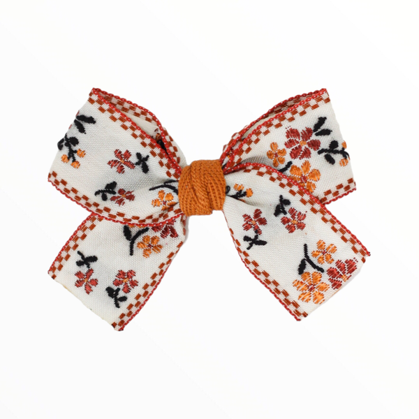 iMiN Kids - Handmade Vintage Floral Embroidery Bow Clip