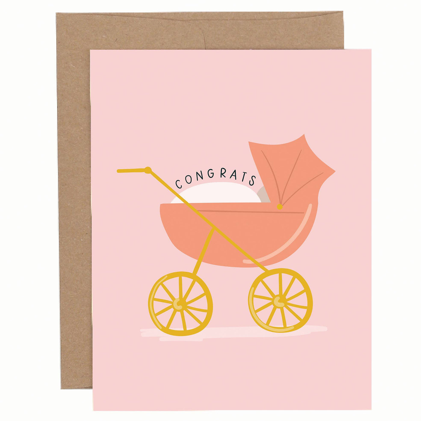 Pippi Post - Pink Baby Carriage Greeting Card