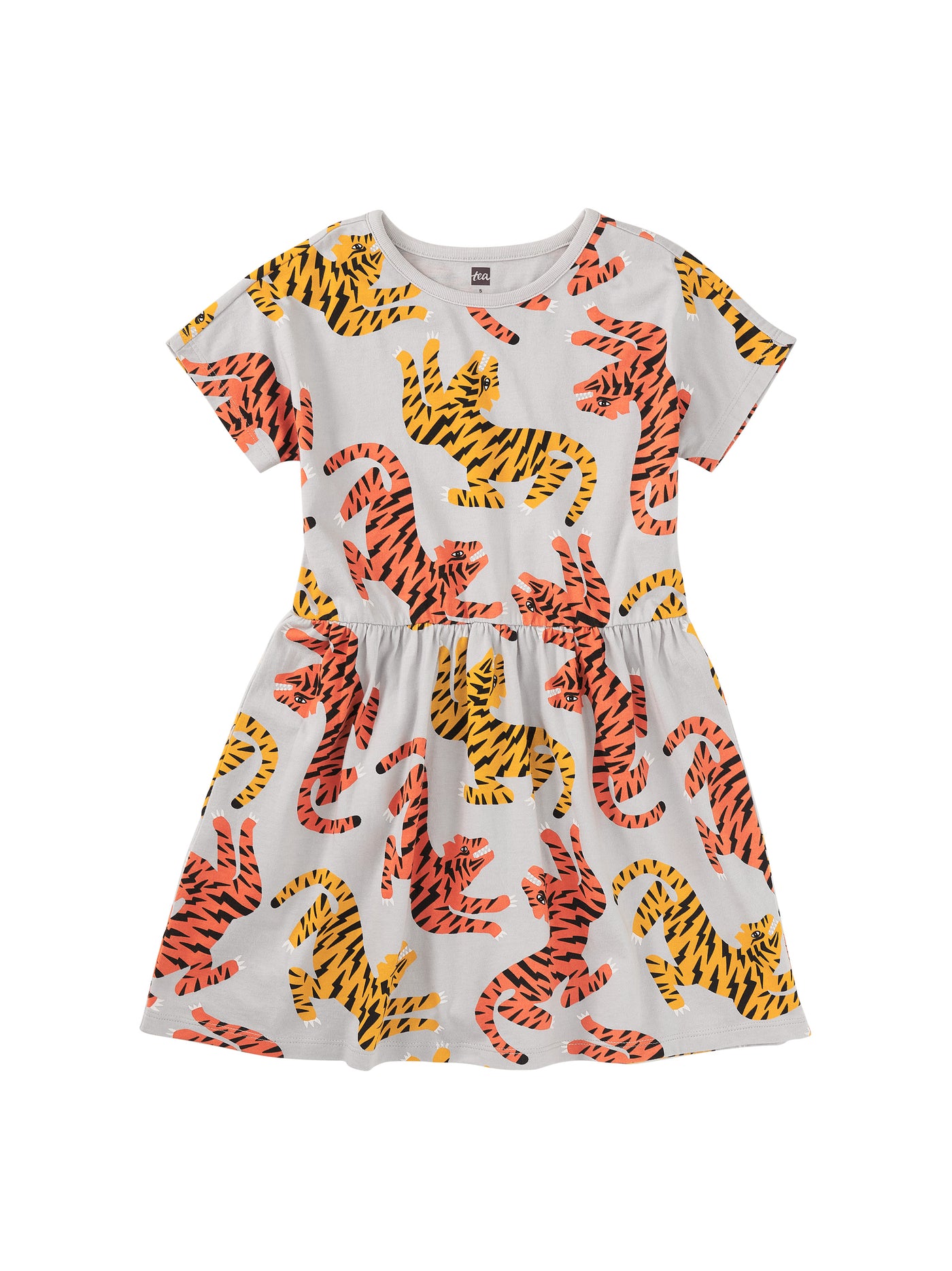 Tea Collection short sleeve twirl dress in lightning tiger