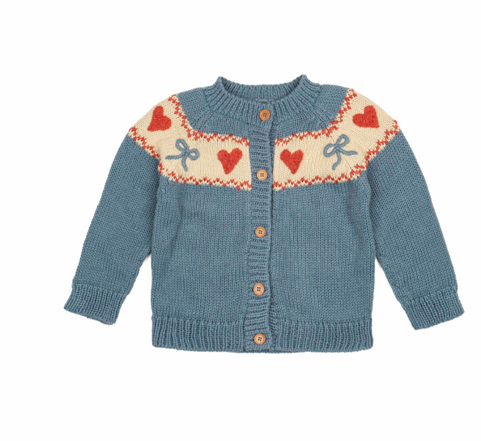 Wild Wawa - Sweetheart Cardigan - Teal Blue