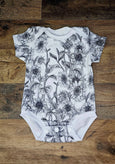 Small Blessings Design - Black and White Sunflower Bodysuit, Baby one-piece