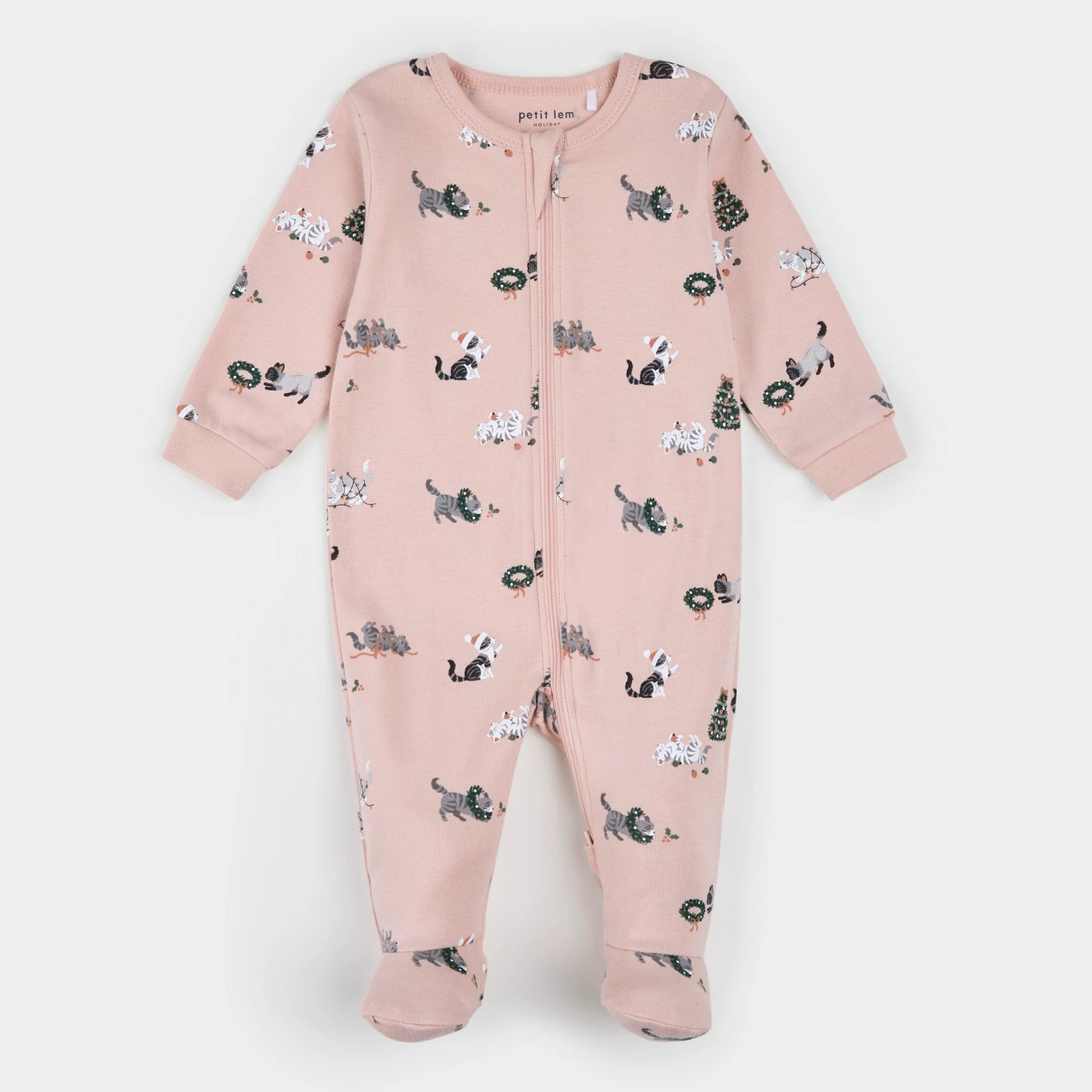 Petit Lem - Meowy & Bright Print on Peony Blush Sleeper