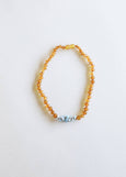 CanyonLeaf - Raw Honey Amber + Raw Aquamarine  || Necklace