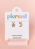Pierced Co - Moon/Star Opal Charms
