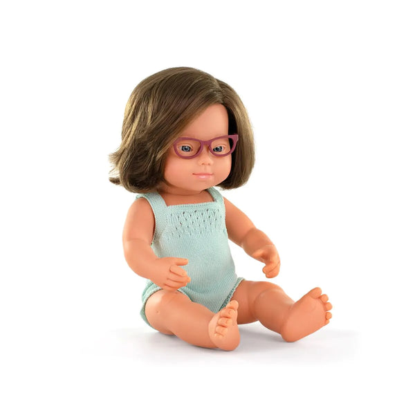 Miniland - Caucasic girl doll D.S.Glasses 15"