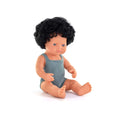 Miniland - Doll caucasian curly black hair 15"