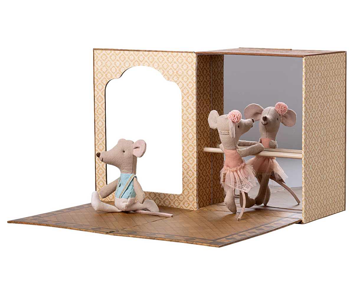 Maileg - Ballet mice in dance studio, Little sister and brother