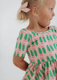 Good Apples Kids - Short Sleeve Twirl Dress in Pink Tulips