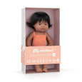 Miniland - Doll Hispanic Girl 15” Salmon rompers