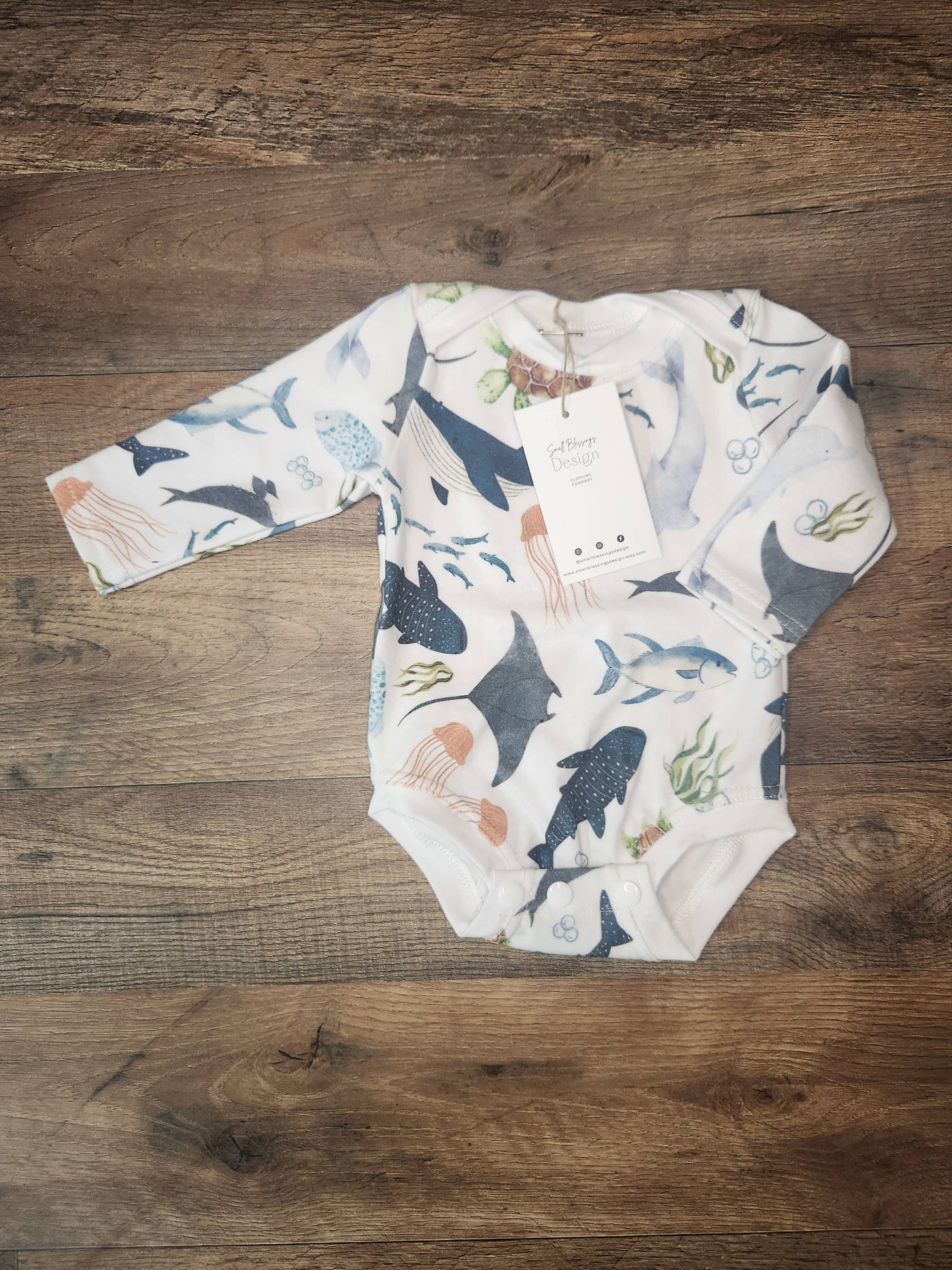 Small Blessings Design - Whale Onesie - Long Sleeve