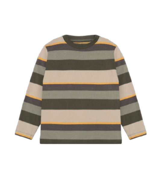 Minymo - Striped Long Sleeve Shirt in Beetle