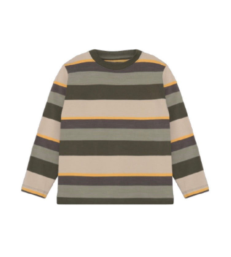 Minymo - Striped Long Sleeve Shirt in Beetle
