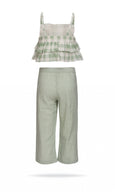 Two Piece Sage Checks Top & Striped Pants Set - Yo Baby