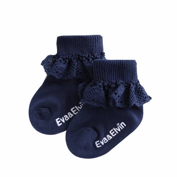 Eva & Elvin - Frill Ankle Socks - Classic Navy