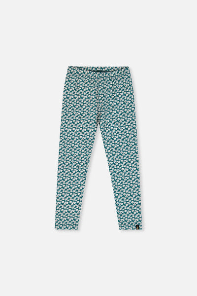 Deux Par Deux | Organic Cotton Leggings - Green Daisy Print