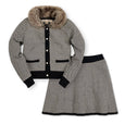 Hope and Henry - Faux Fur Cardigan and Skirt Organic Sweater Set