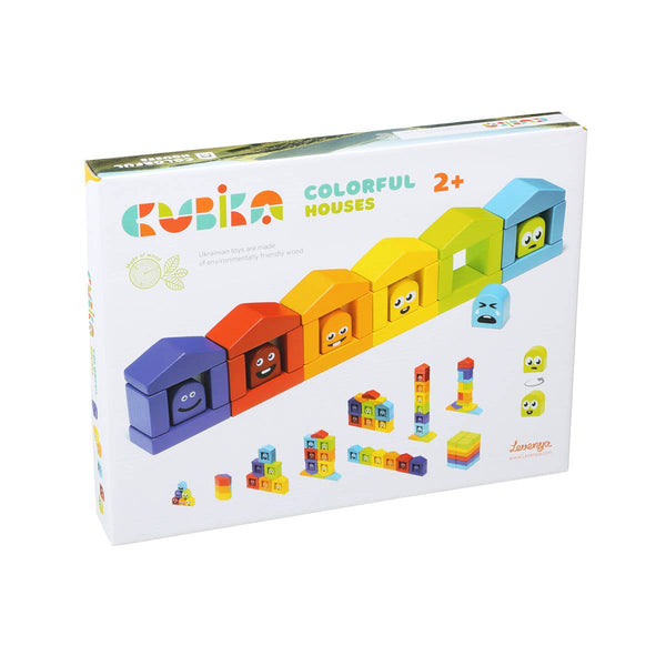 Toysmith - Cubika Wooden Construction Set Colorful Houses