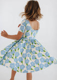 Good Apples Kids - Short Sleeve Twirl Dress in Blue Garden