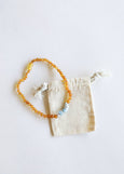 CanyonLeaf - Raw Honey Amber + Raw Aquamarine  || Necklace