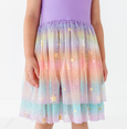 Bird & Bean® - Kids Bamboo + Tulle Dress - Astra Rainbow Twinkle 