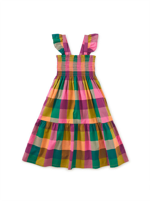 Tea Collection Plaid Smocked Flutter Sleeve Dress