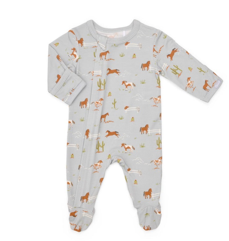 Coccoli - Horses on Mercury - Baby Modal Zipper Footie