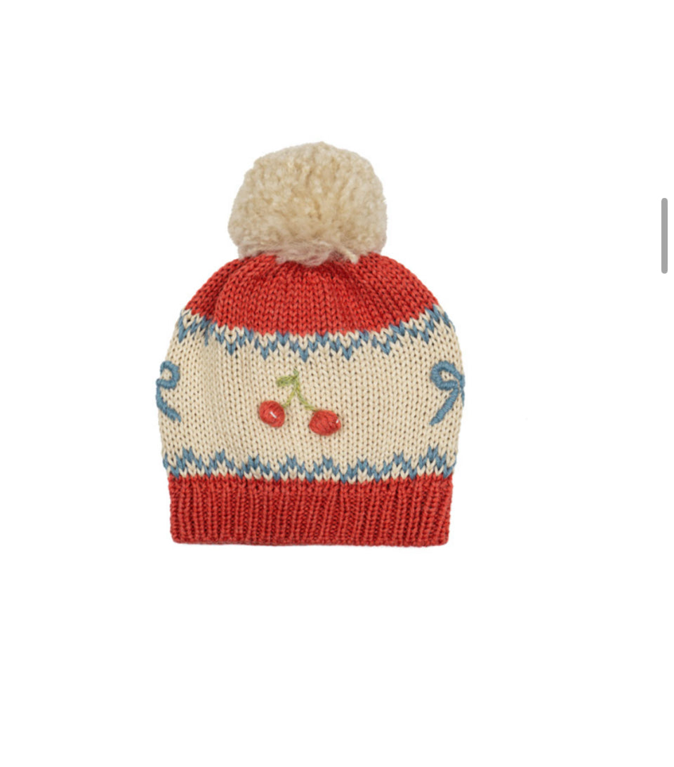 Wild Wawa - Knitted Beanie Chullo - Cherry Red