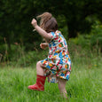 Little Green Radicals - Flora And Fauna Button Through Short Sleeve Dress