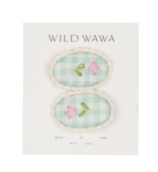 Wild Wawa - Crochet Clip - Green Gingham - Exclusive