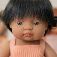Miniland - Doll Hispanic Girl 15” Salmon rompers