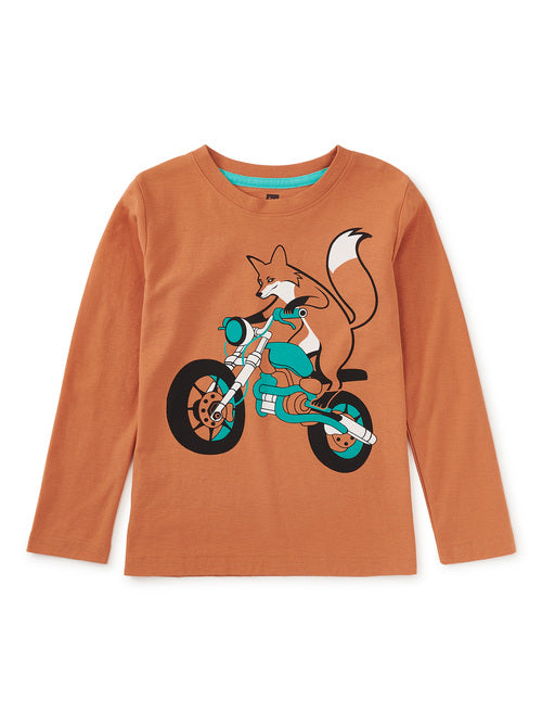 Tea Collection - Motorbike Fox Long Sleeve Tee - Sienna