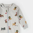 Petit Lem - Holiday Pugs Print on Light Grey Sleeper