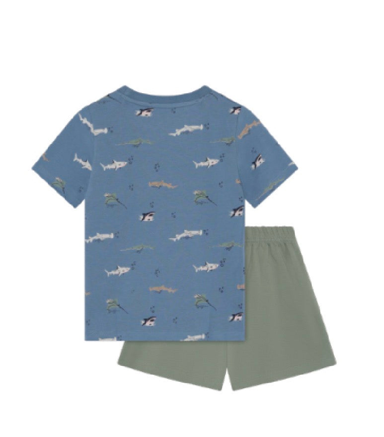 Minymo - Cotton Short & Top Set - Sharks on  Shadow