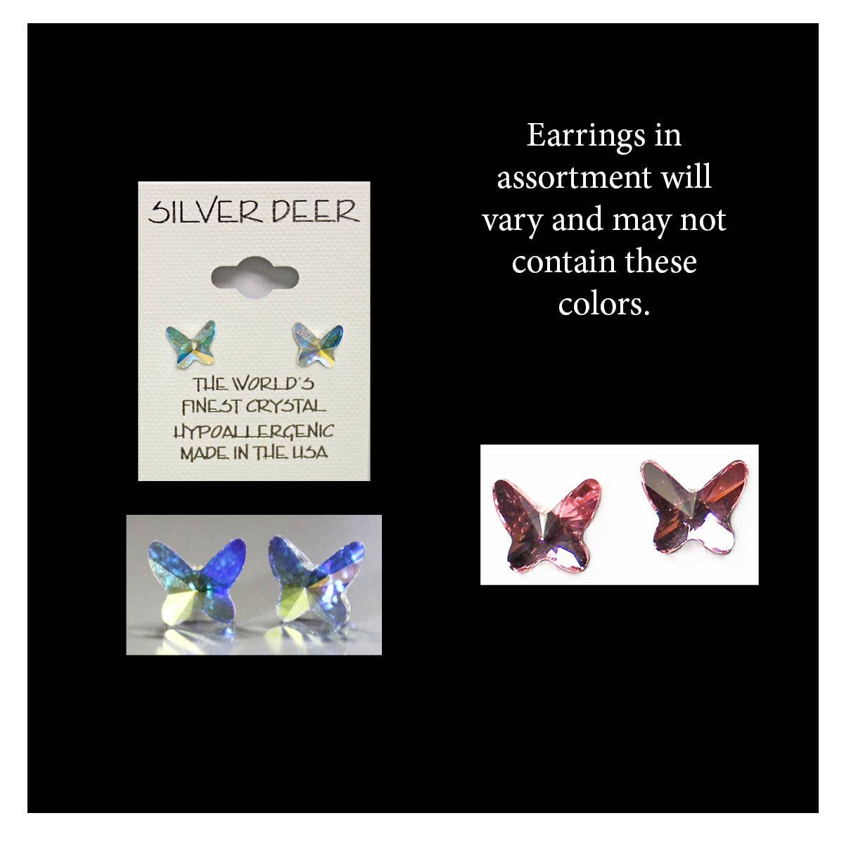 Silver Deer Crystal - Butterfly Crystal Post