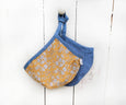 Mali Wear - Baby bonnet Hat reversible linen French blue mustard floral