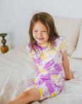 Vaenait Baby - Tie Dyeing Gold Purple Short Sleeve PJs