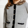 Hope and Henry - Faux Fur Cardigan and Skirt Organic Sweater Set