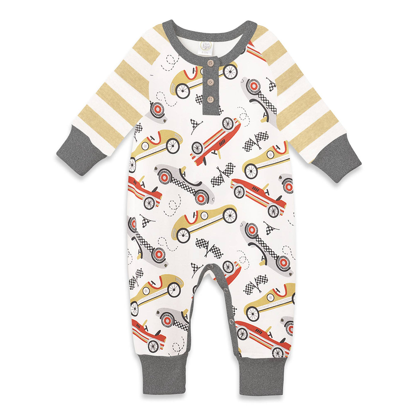 Tesa Babe - Baby Boy's Speed Racer Bamboo Henley Romper