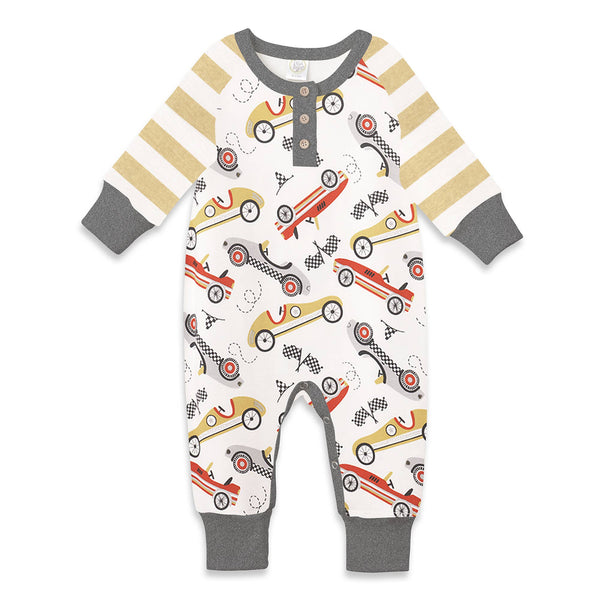 Tesa Babe - Baby Boy's Speed Racer Bamboo Henley Romper