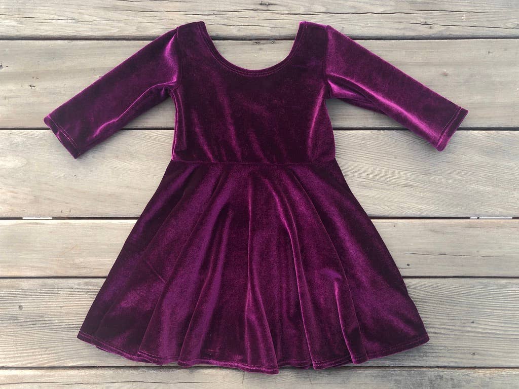 Fi and Me - Velvet Twirly Dress - Plum