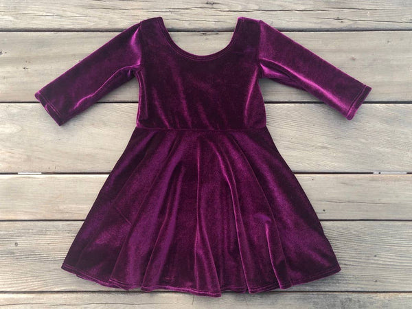 Fi and Me - Velvet Twirly Dress - Plum