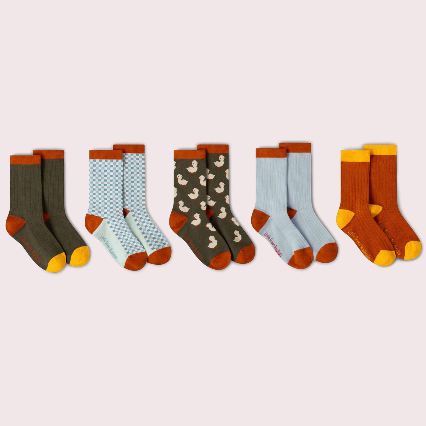 Little Green Radicals - Olive Ducks Ankle Socks 5 Pack
